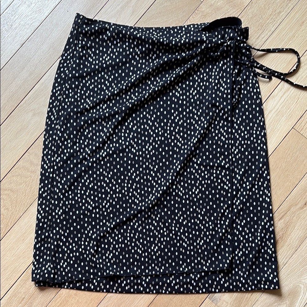 DKNY black  and White Polka Dot wrap Skirt